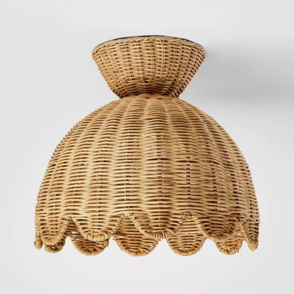 Studio McGee Scalloped Woven Flush Mount Ceiling Light - Threshold Lamps